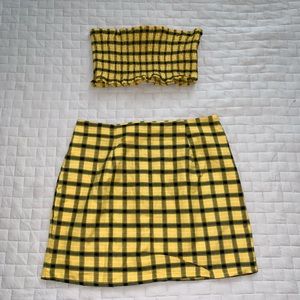 Plaid skirt and crop top matching set